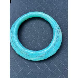 Vintage Faux Turquoise Round Lucite Plastic Bangle Bracelet 80's